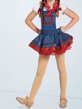 Weissman Blue Denim & Red Glitter Cowgirl Costume Dress